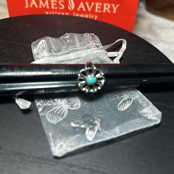 Rare & Retired James Avery ring turquoise sterling silver De Flores 7 - Picture 5 of 6